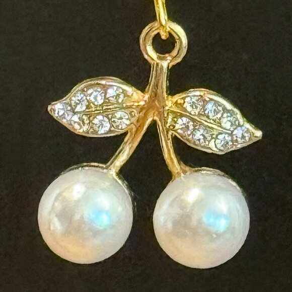 Petite Pearl Cherries Pierced Earrings - Picture 4 of 7